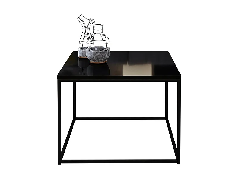 Table basse Germantown 105, Noir mat|Noir brillant, 44x60x60cm, Stratifié, Angulaire