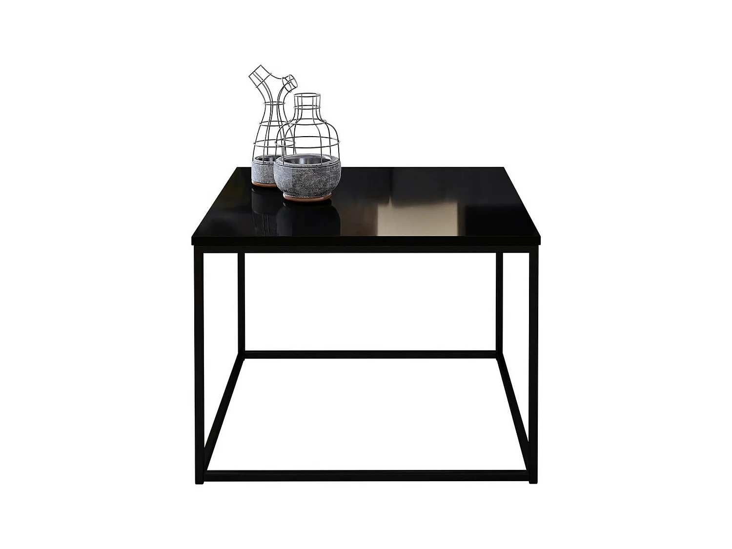 Table basse Germantown 105, Noir mat|Noir brillant, 44x60x60cm, Stratifié, Angulaire