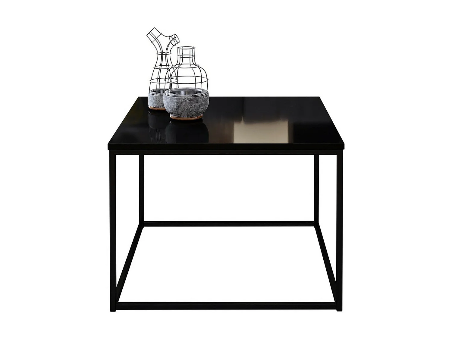 Table basse Germantown 105, Noir mat|Noir brillant, 44x60x60cm, Stratifié, Angulaire