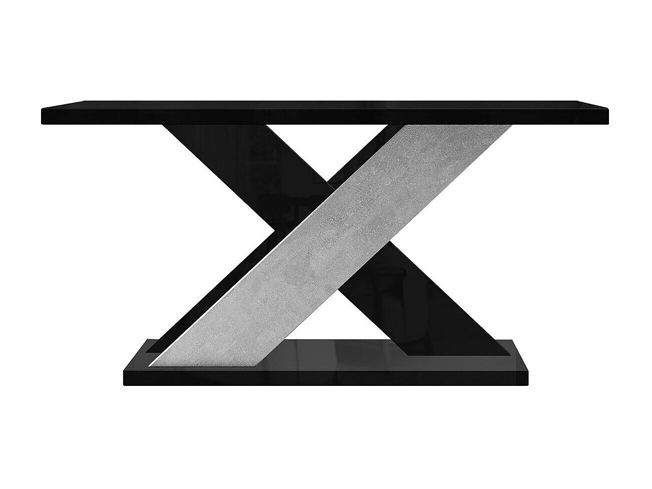 Table basse Goodyear 116, Béton|Noir brillant, 60x70x110cm, Stratifié, Angulaire