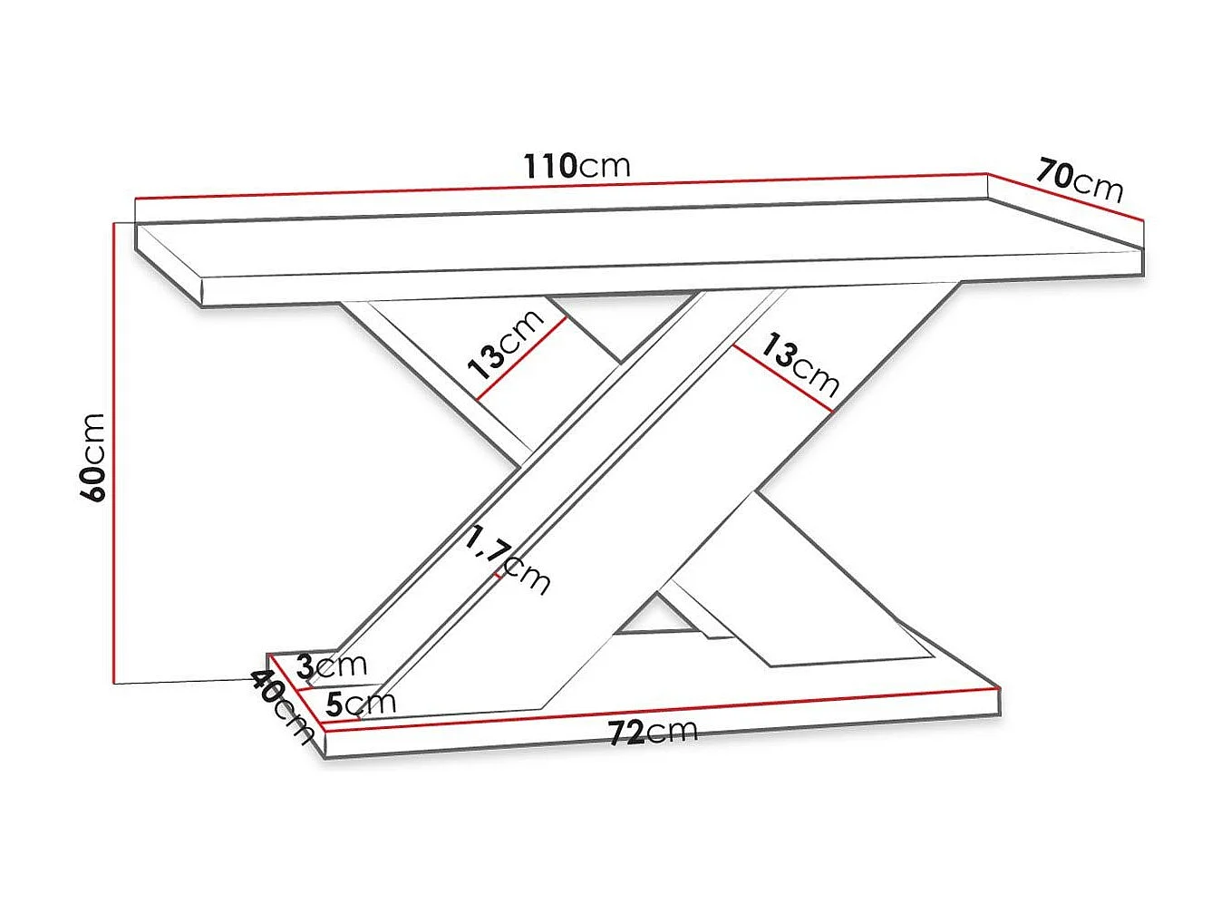 Tavolino da caffè Goodyear 116, Calcestruzzo|Nero lucido, 60x70x110cm, Angolare