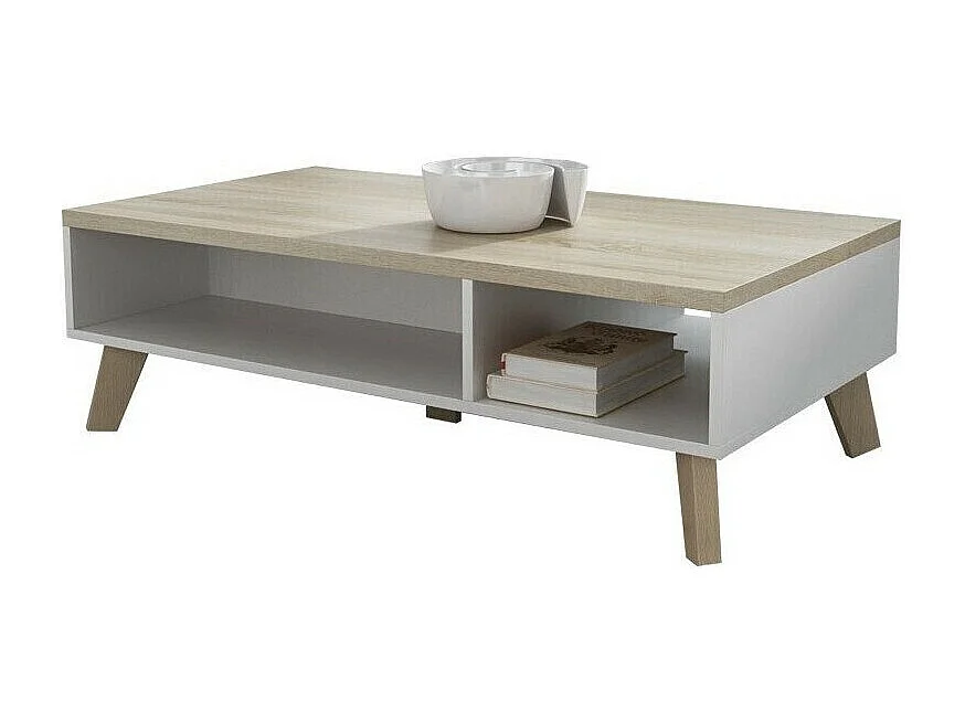 Mesa de café Charlotte G101, Roble Sonoma|Blanco, 35x60x110cm, Aglomerado laminado