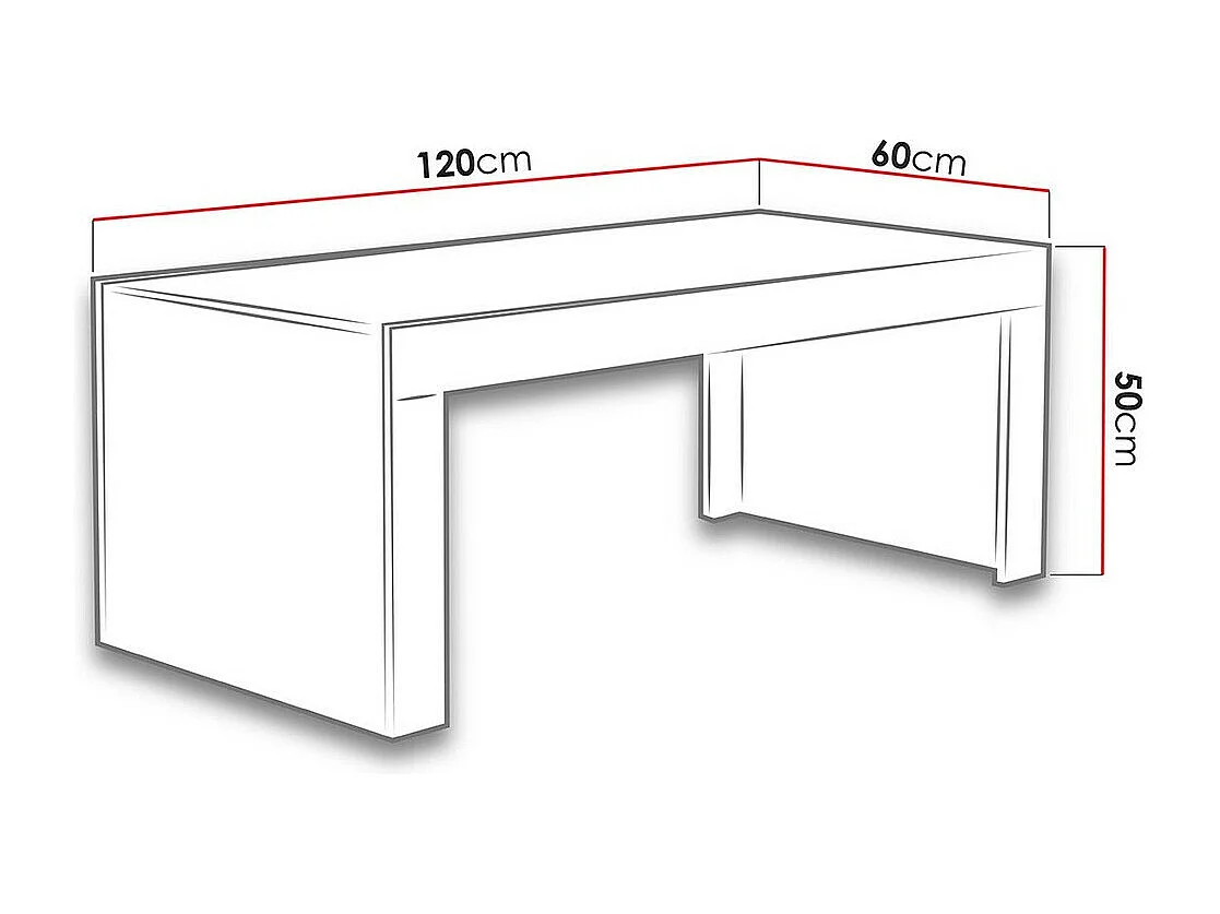 Mesa de café Charlotte 107, Blanco brillante|Blanco, 50x60x120cm, Aglomerado laminado