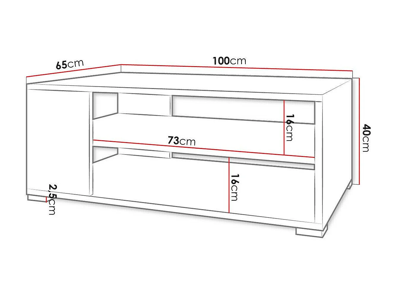 Table basse Comfivo Etrtale 103, Blanc, 40x65x100cm, Stratifié, Angulaire