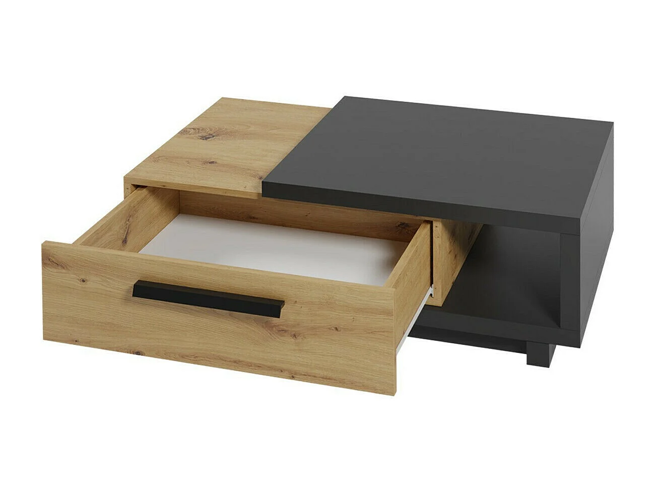 Table basse Morlira 102, Chêne Artisan|Noir mat, 40x60x90cm, Stratifié, Angulaire