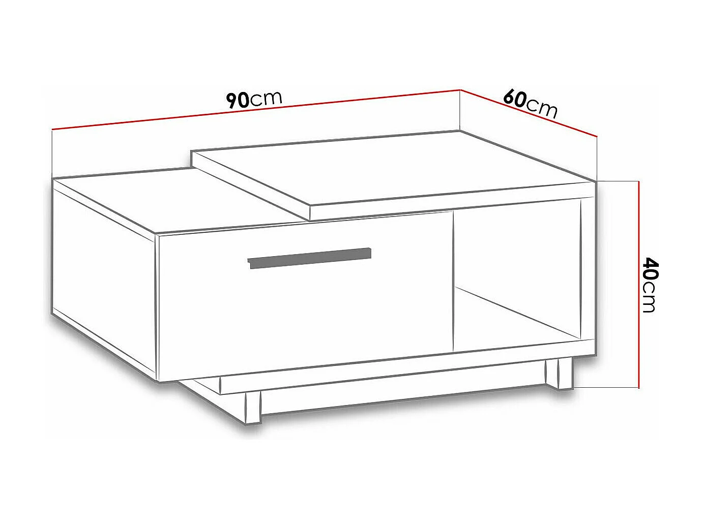 Table basse Morlira 102, Chêne Artisan|Noir mat, 40x60x90cm, Stratifié, Angulaire
