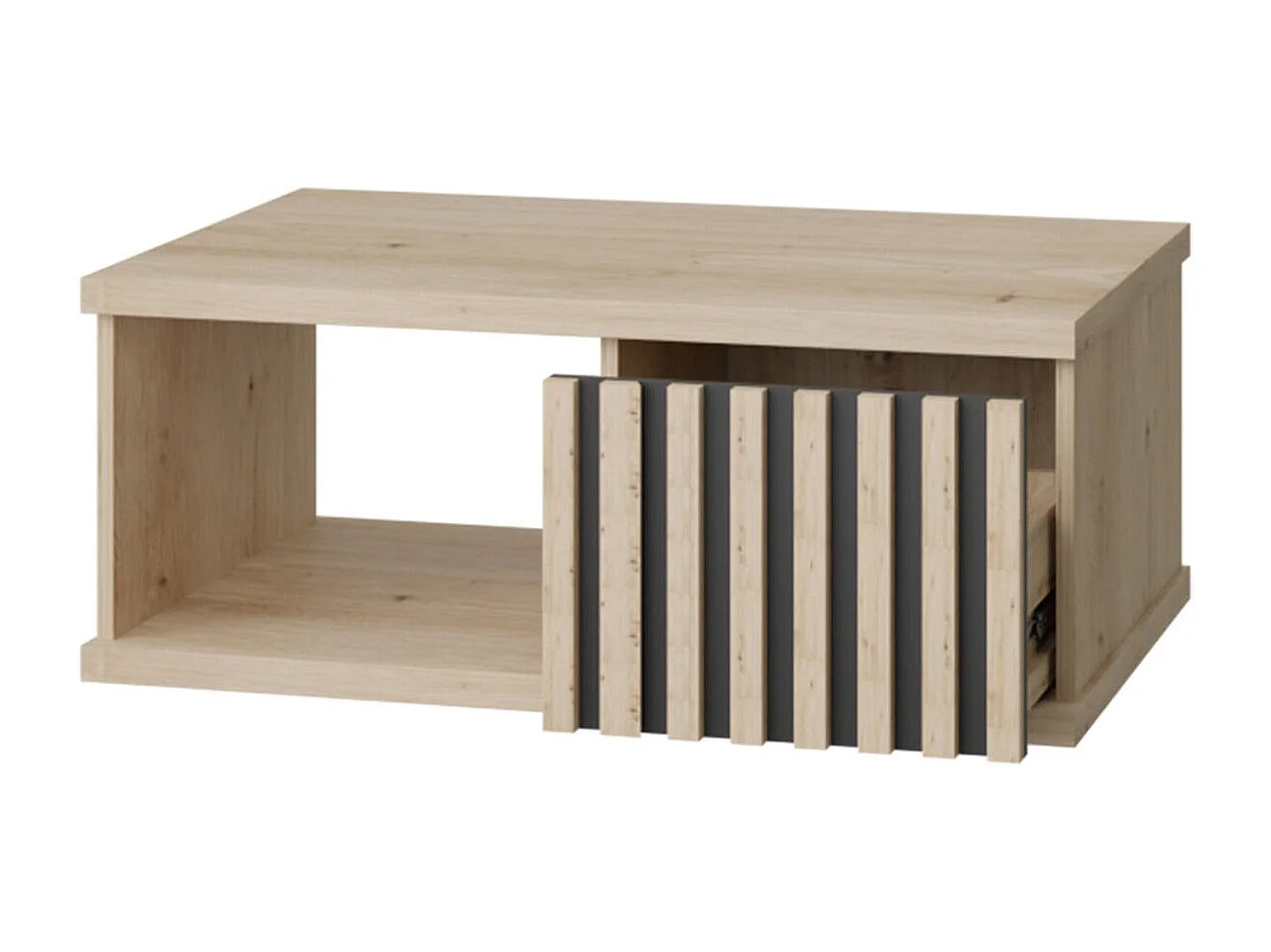 Mesa de centro Stanton H107, Roble Artisan|Negro, 36x58x90cm, Aglomerado laminado