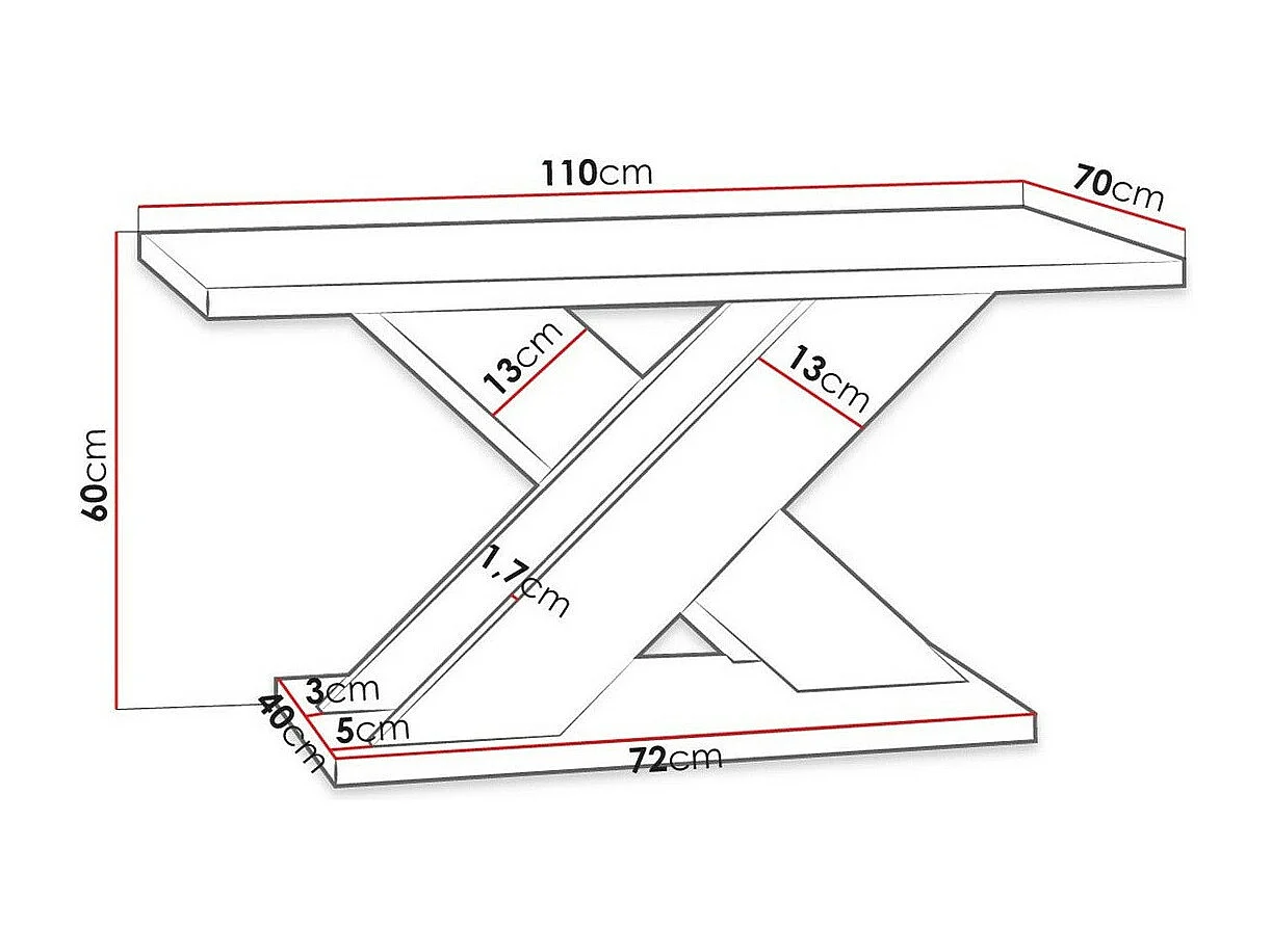 Table basse Goodyear 116, Noir|Gris, 60x70x110cm, Stratifié, Angulaire