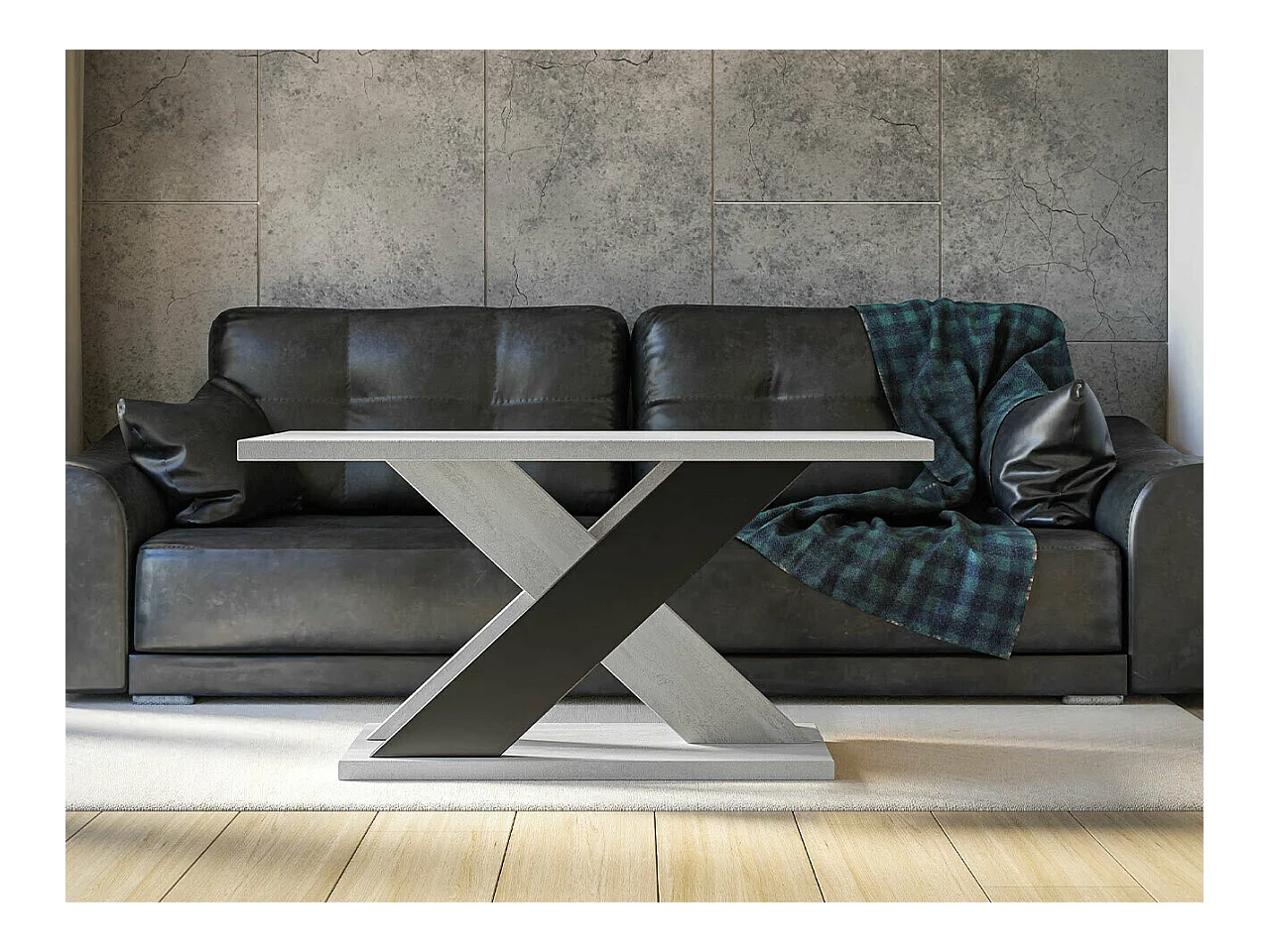 Tavolino da caffè Goodyear 116, Grigio|Nero, 60x70x110cm, Truciolare laminato, Angolare