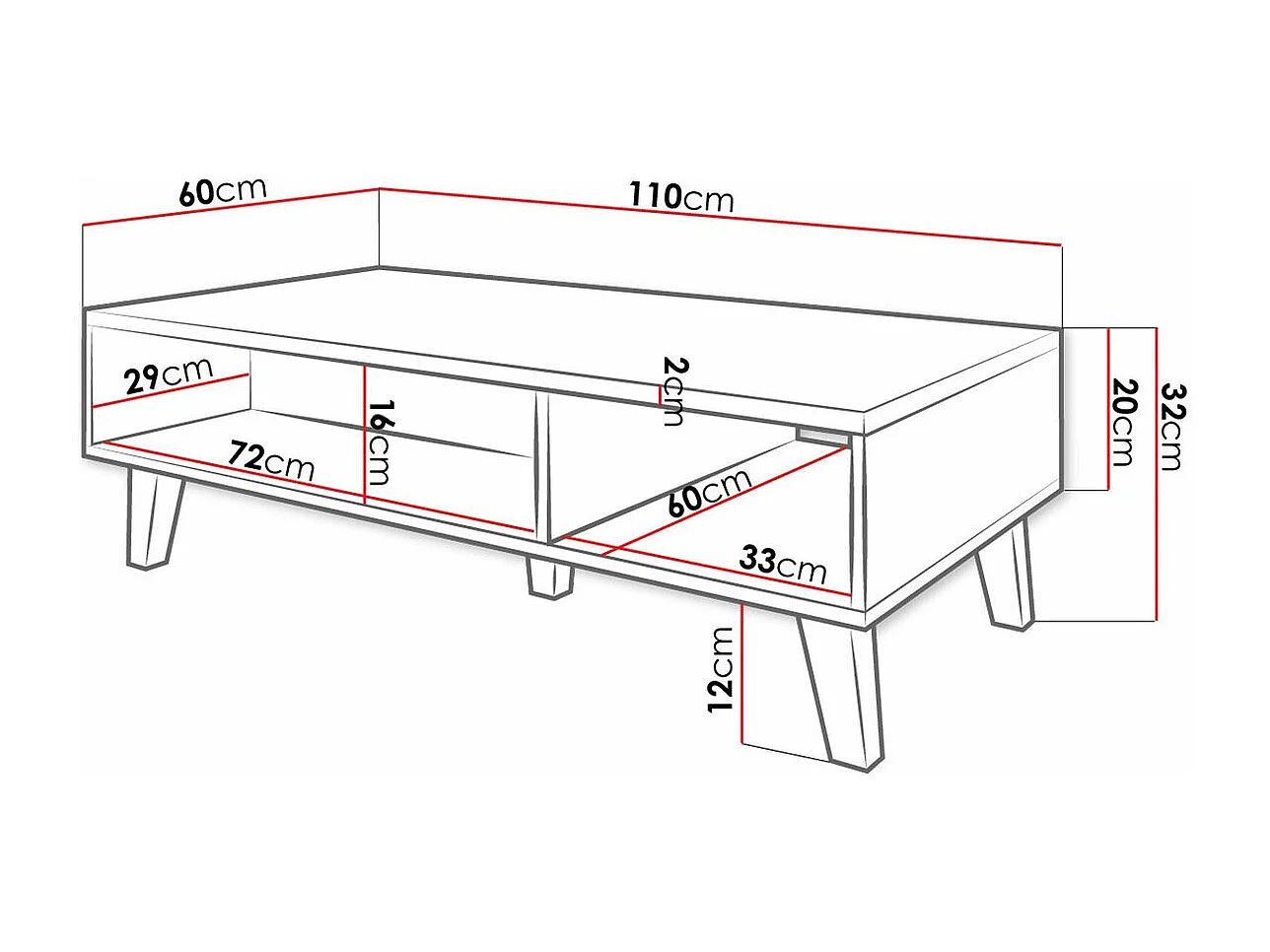 Mesa de café Charlotte 130, Wotan roble|Antracita, 35x60x110cm, Aglomerado laminado