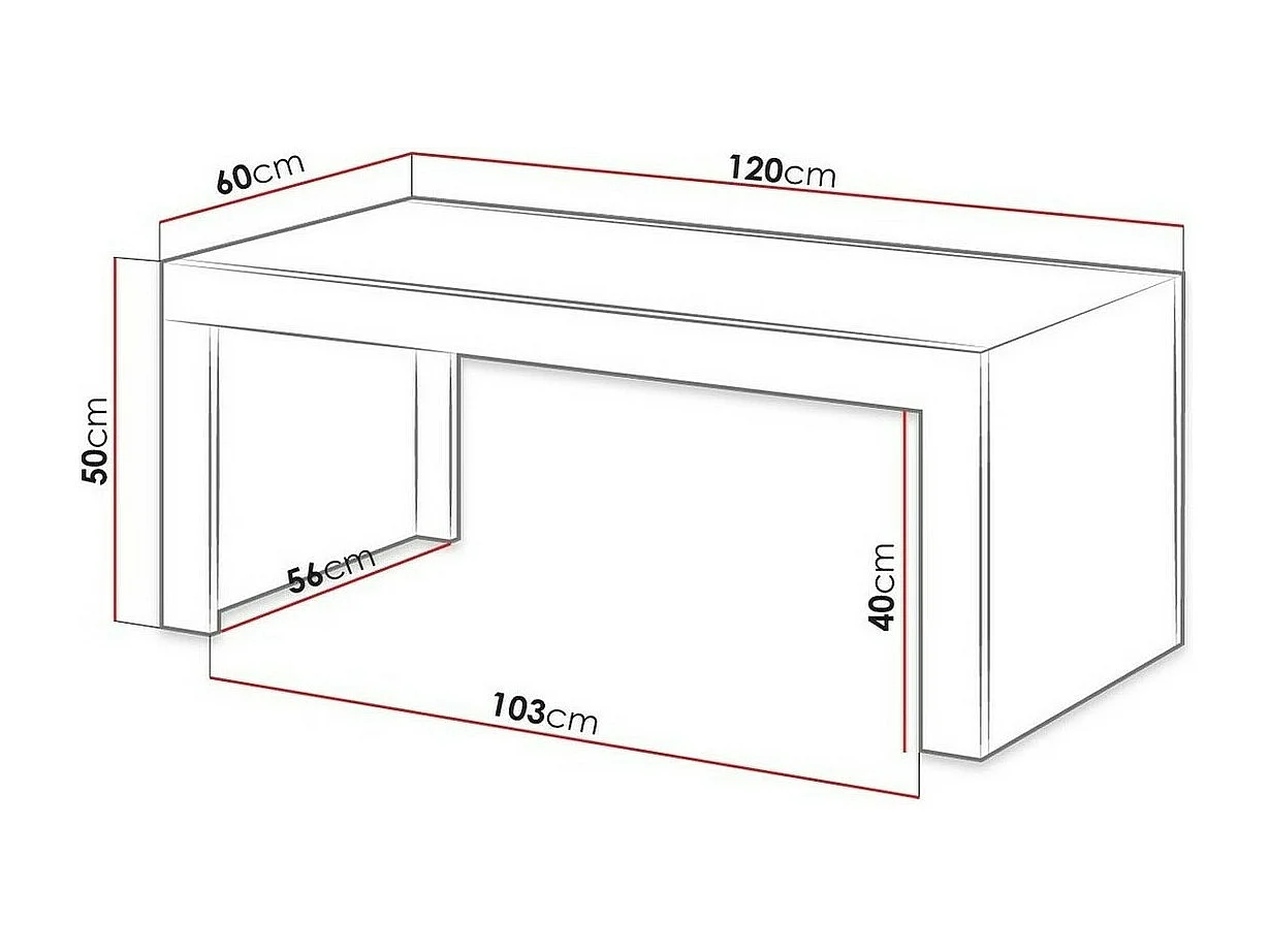 Mesa de café Charlotte 146, Negro|Wotan roble, 50x60x120cm, Aglomerado laminado, Angular