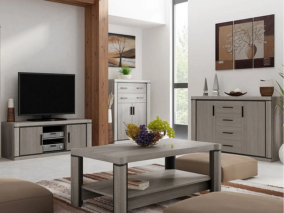 Mesa de café Stanton D114, Trufa roble, 61x60x120cm, Aglomerado laminado, Angular