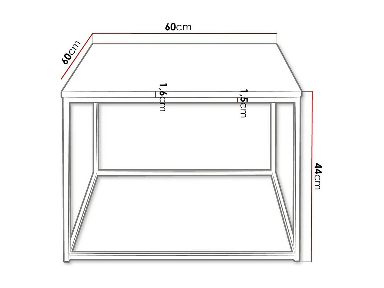 Mesa de café Germantown 105, Negro mate|Roble, 44x60x60cm, Aglomerado laminado, Angular