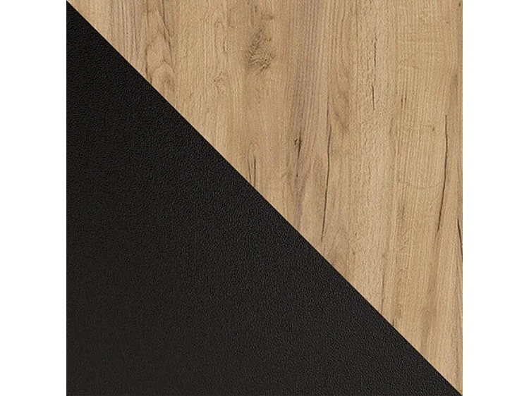 Mesa de café Germantown 105, Negro mate|Roble, 44x60x60cm, Aglomerado laminado, Angular