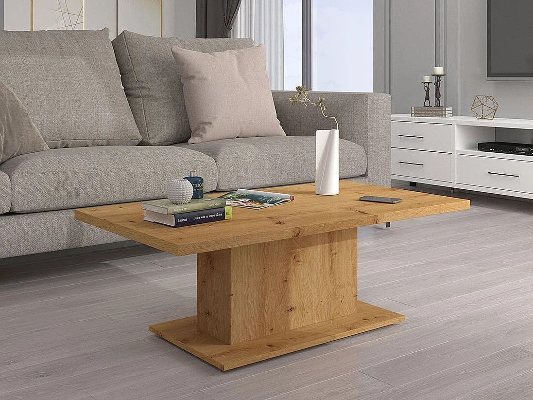 Table basse Tucson 148, Chêne Artisan, 43x60x110cm, Stratifié, Angulaire