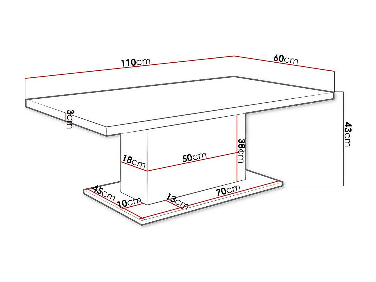 Table basse Tucson 148, Chêne Artisan, 43x60x110cm, Stratifié, Angulaire