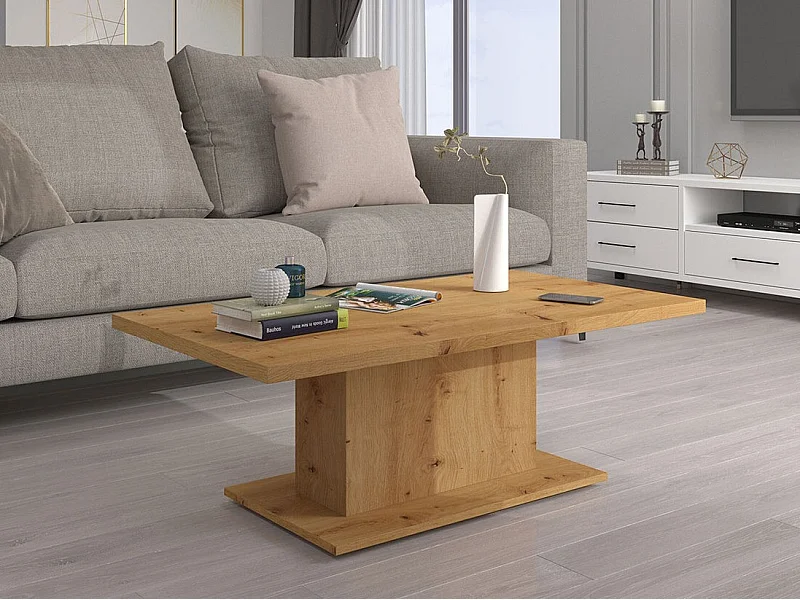 Mesa de café Tucson 148, Roble Artisan, 43x60x110cm, Aglomerado laminado, Angular