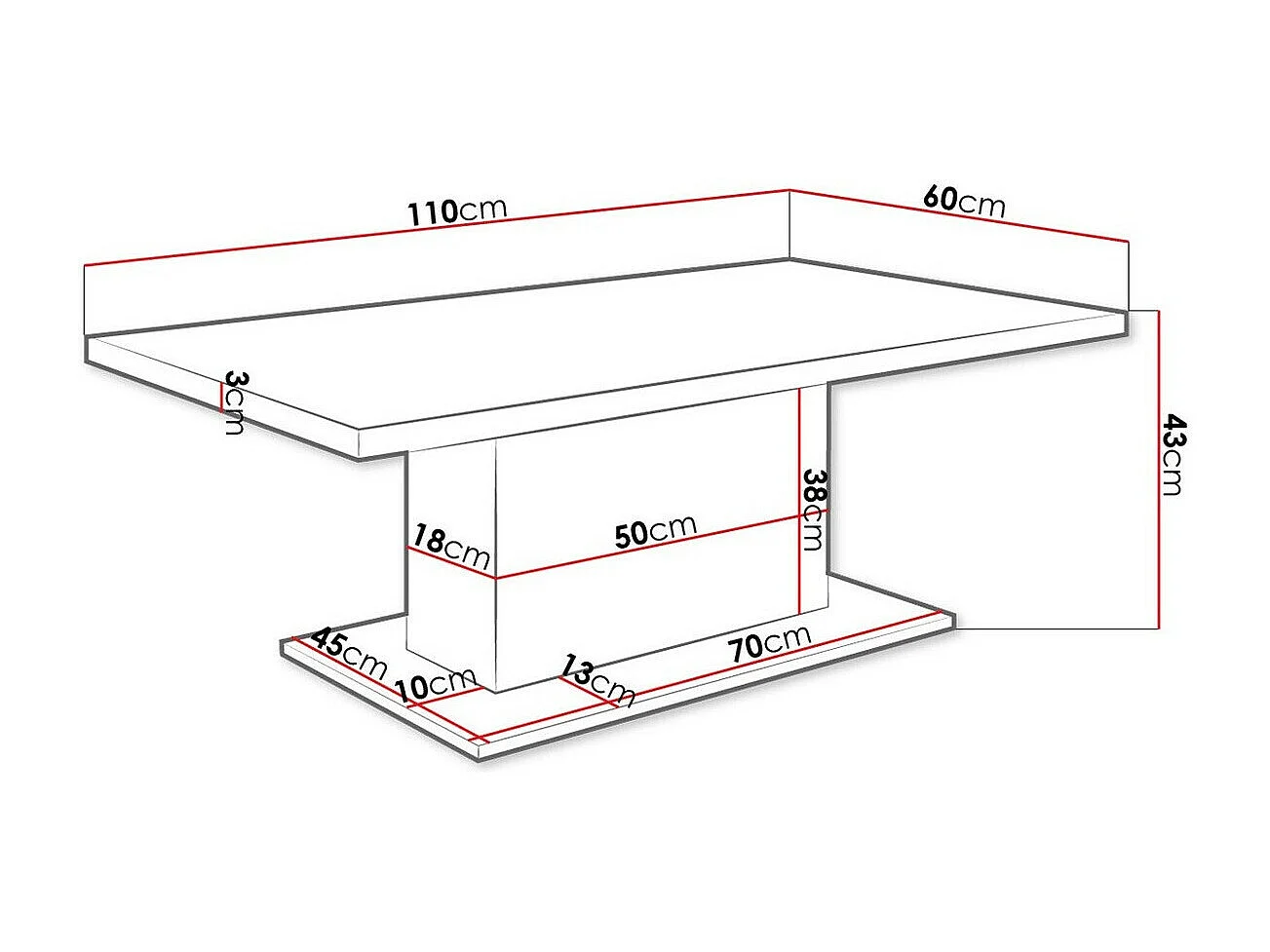 Mesa de café Tucson 148, Roble Sonoma, 43x60x110cm, Aglomerado laminado, Angular