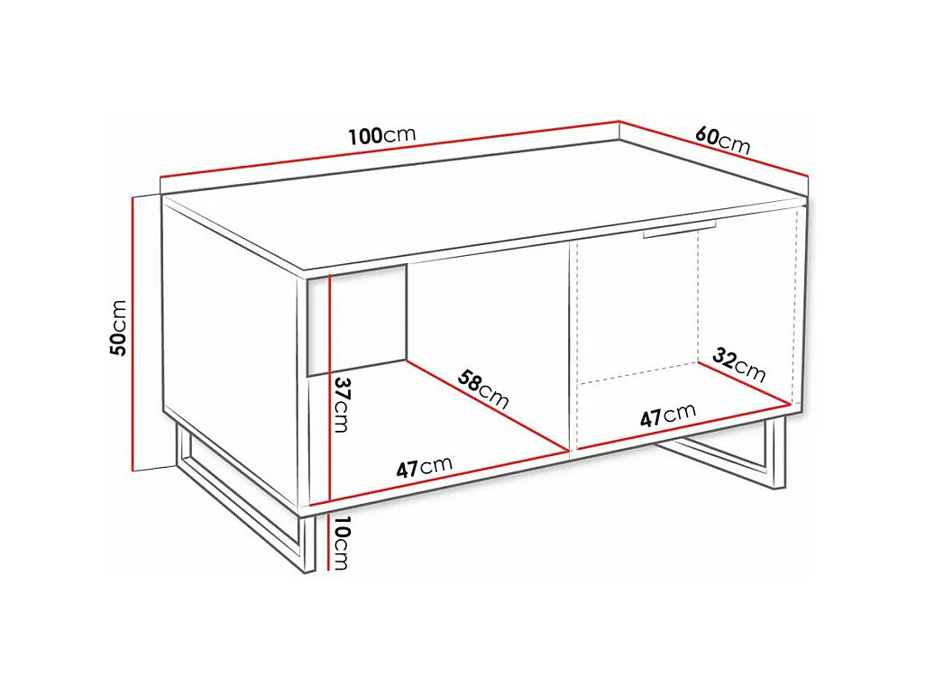 Table basse Sarasota M107, Graphite|Noir, 50x60x100cm, Stratifié, Angulaire