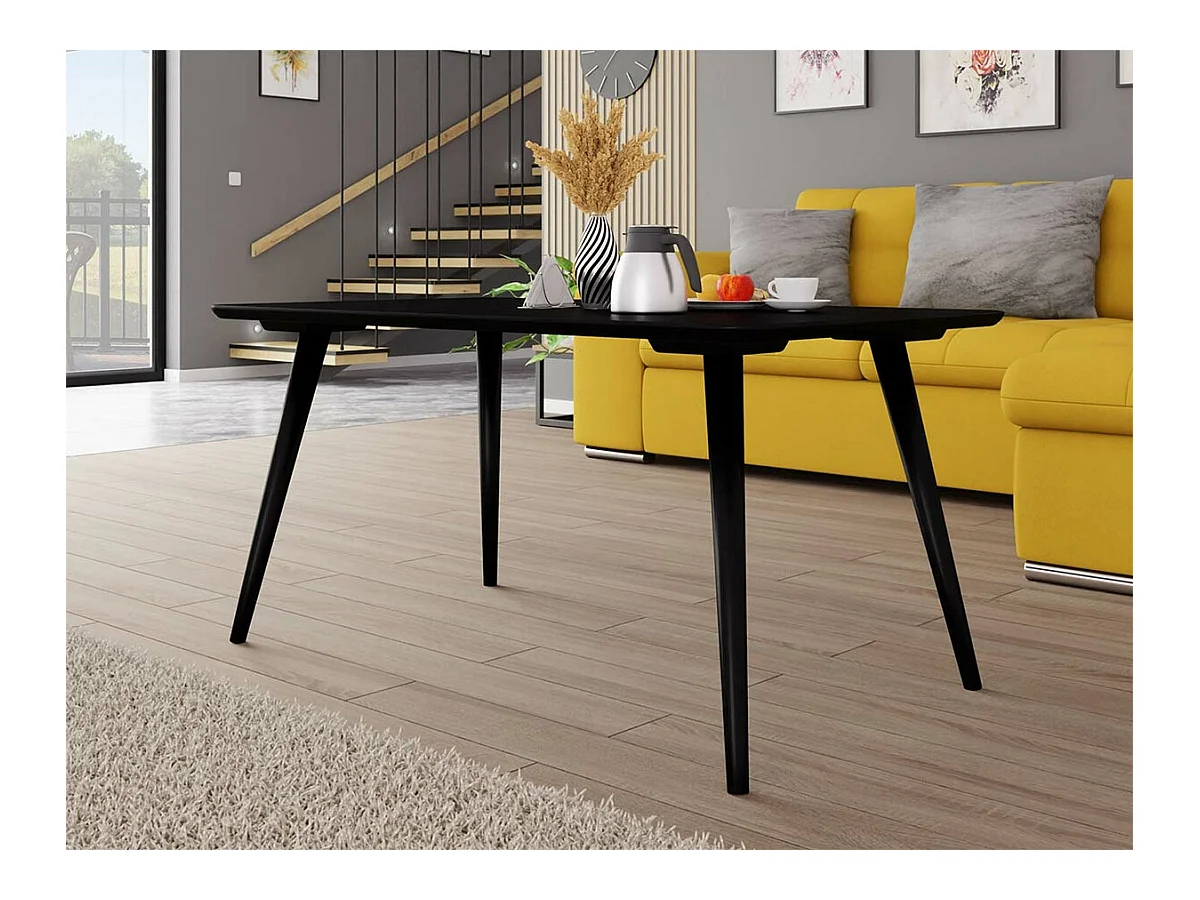 Table basse Racine 115, Noir, 50x60x103cm, MDF, Angulaire
