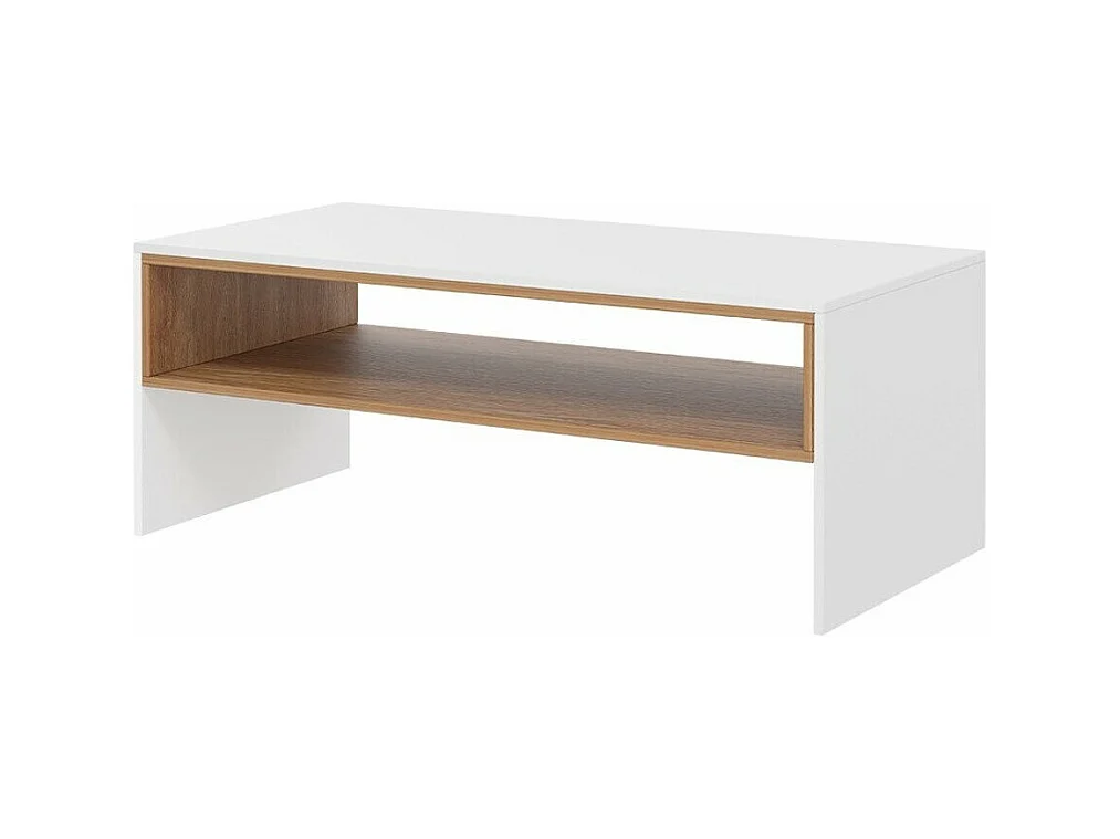 Table basse Mavenoa 102, Blanc|Chêne doré, 46x60x120cm, Stratifié, Angulaire