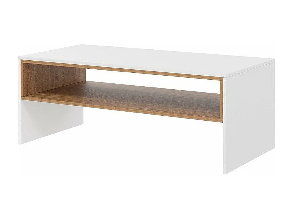 Mesa de café Bedford D102, Roble dorado|Blanco, 46x60x120cm, Aglomerado laminado, Angular