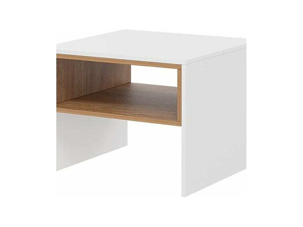 Table basse Mavenoa 107, Chêne doré|Blanc, 46x60x60cm, Stratifié, Angulaire