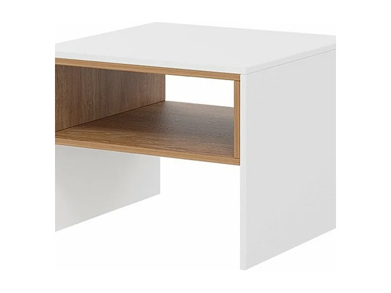 Table basse Mavenoa 107, Chêne doré|Blanc, 46x60x60cm, Stratifié, Angulaire