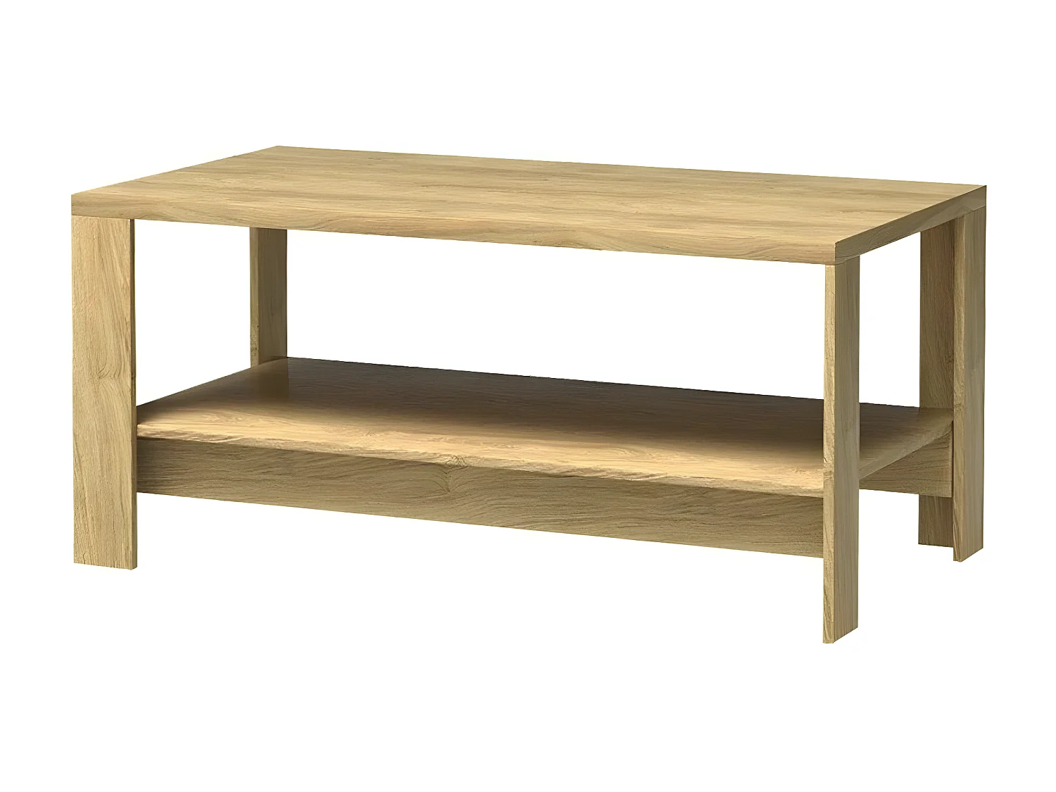 Mesa de café Stanton F118, Luminoso madera, 57x65x120cm, Aglomerado laminado, Angular