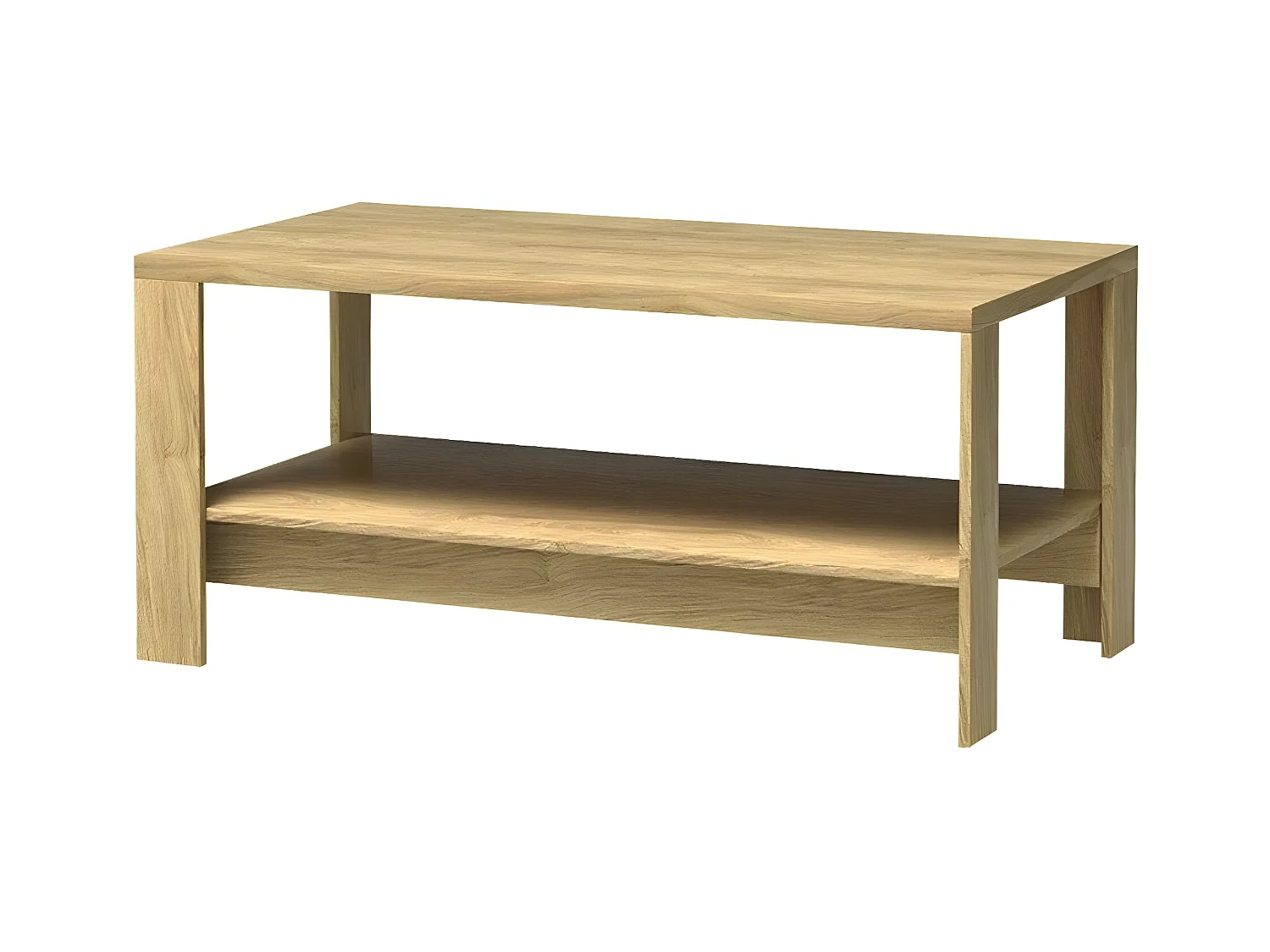 Table basse Etrmoni 117, Clair bois, 57x65x120cm, Stratifié, Angulaire