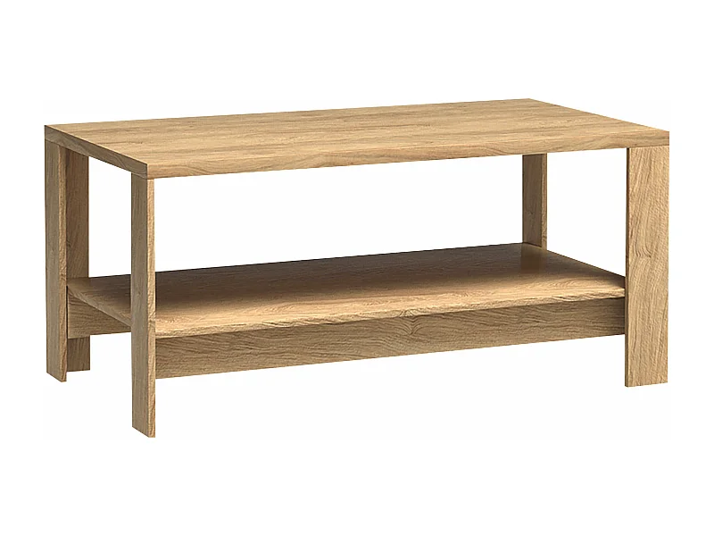 Table basse Etrmoni 117, Clair bois, 57x65x120cm, Stratifié, Angulaire