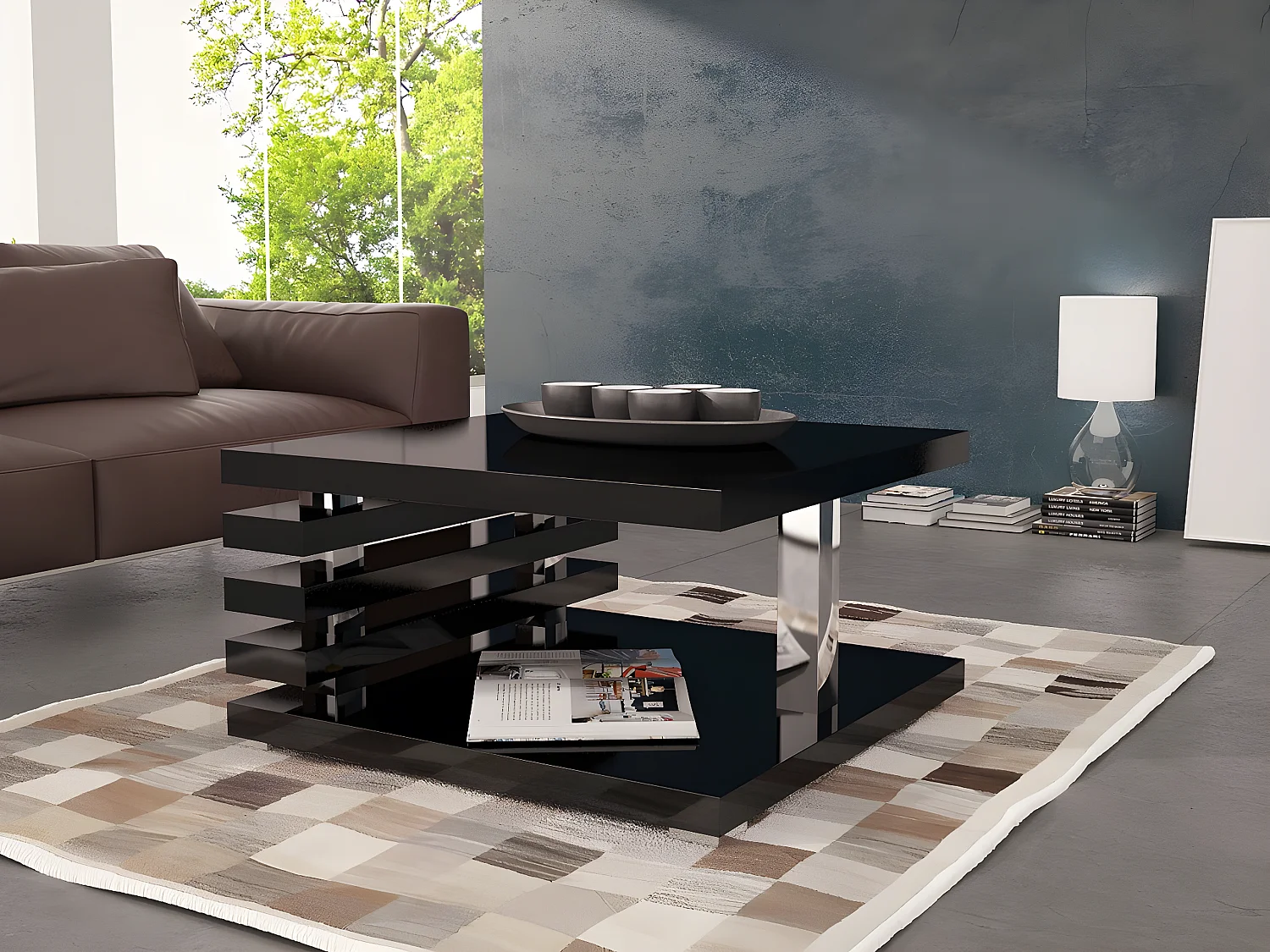 Mesa para revistas Goodyear 122, Placa de aglomerado laminado, 3x6x6cm