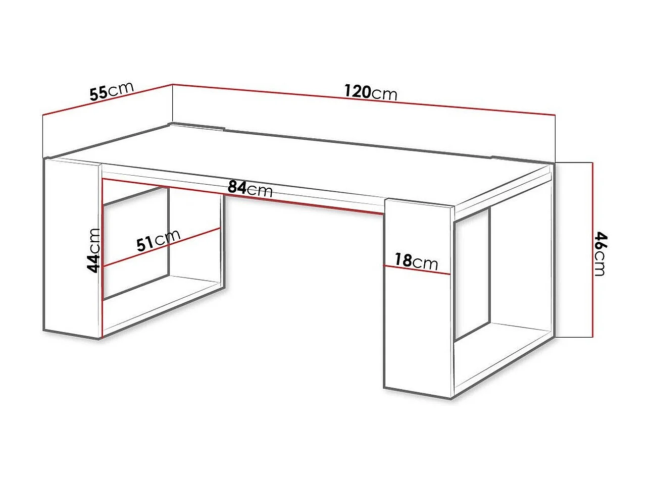 Table basse Nolvoi 106, Anthracite|Chêne wotan, 46x55x120cm, Stratifié, Angulaire