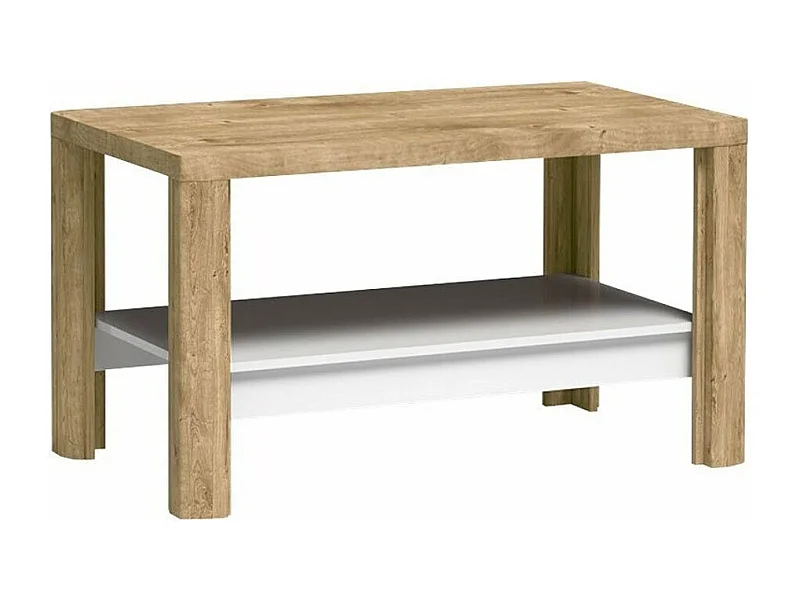 Mesa de café Stanton G112, Ribbeck roble|Blanco brillante, 62x63x110cm, Angular