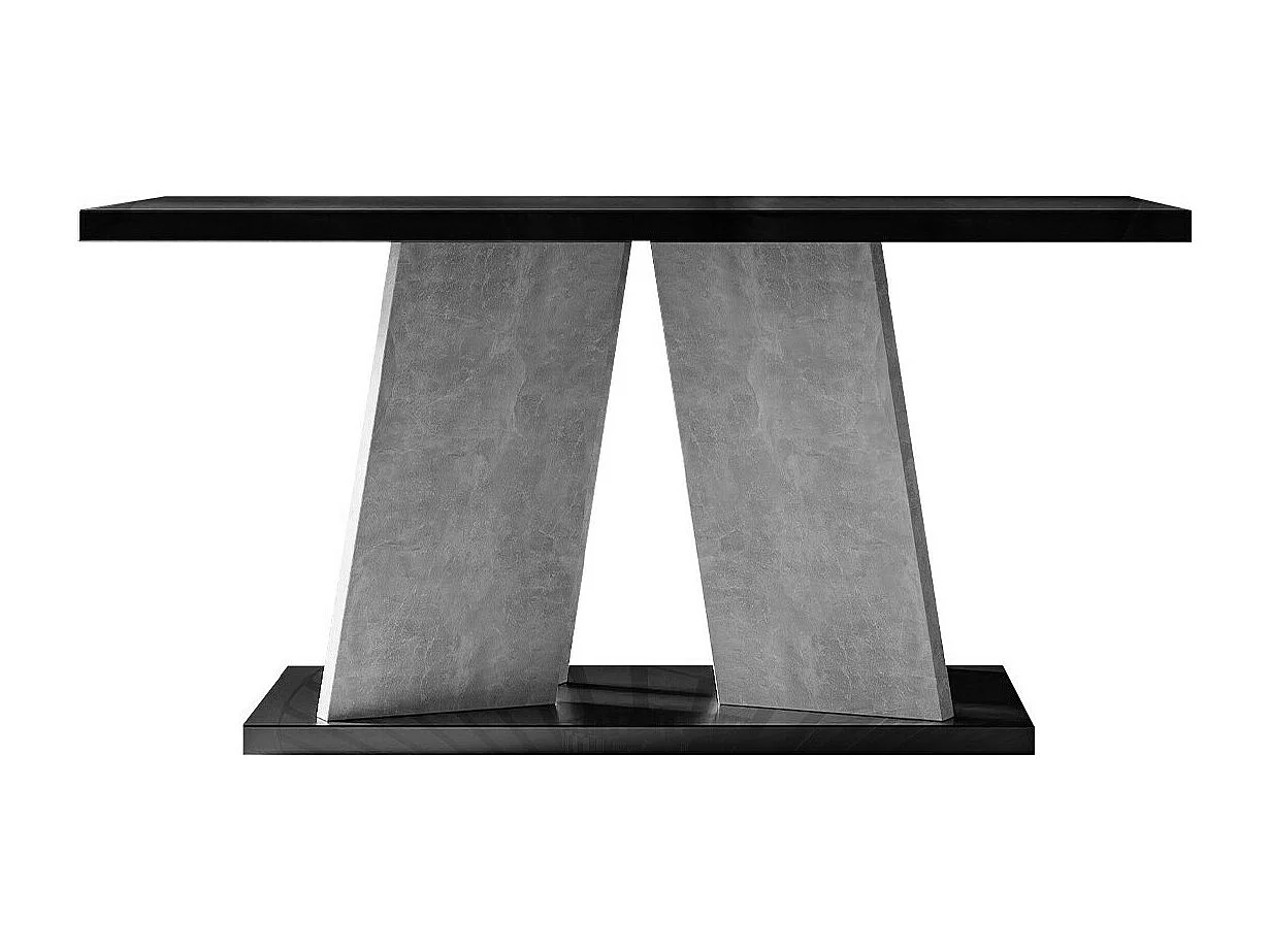 Mesa de café Goodyear 108, Hormigón|Negro brillante, 60x70x110cm, Aglomerado laminado