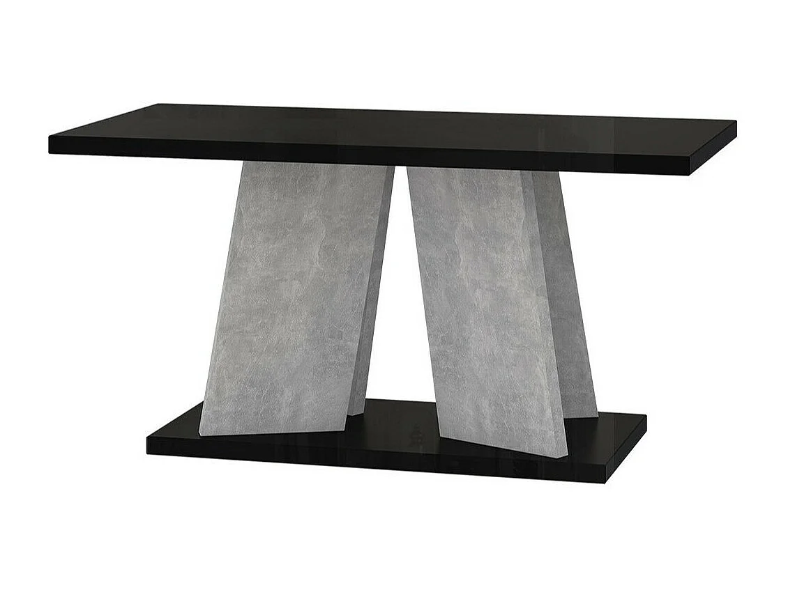 Table basse Goodyear 108, Noir brillant|Béton, 60x70x110cm, Stratifié, Angulaire