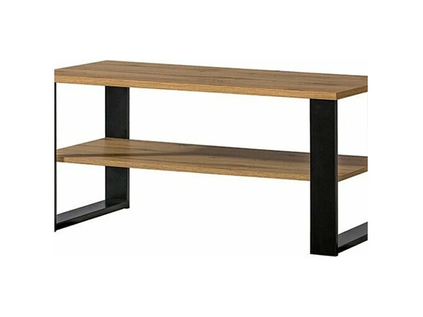 Table basse Tenodeu 108, Chêne wotan|Noir, 49x56x100cm, Stratifié, Angulaire