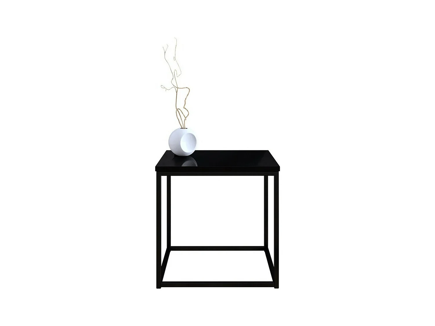 Table basse Germantown 106, Noir brillant|Noir mat, 40x40x40cm, Stratifié, Angulaire