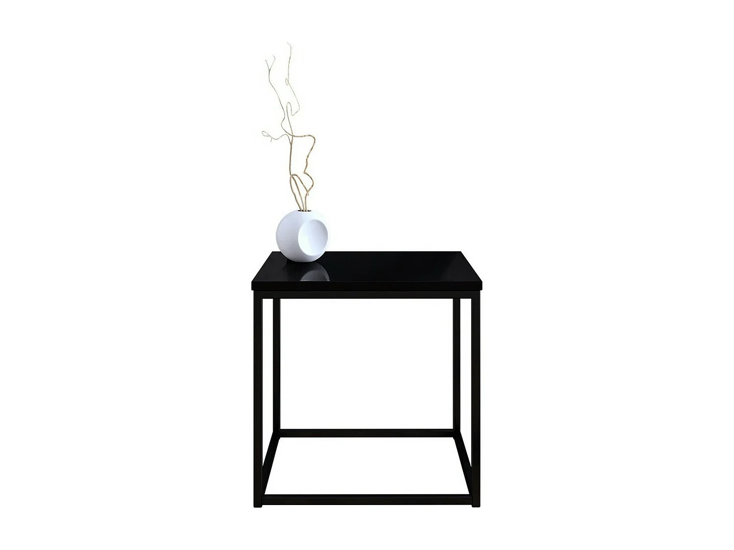 Table basse Germantown 106, Noir mat|Noir brillant, 40x40x40cm, Stratifié, Angulaire