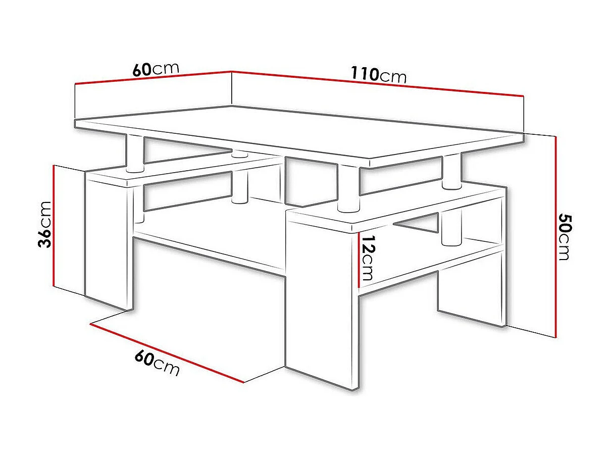 Mesa de café Providence 124, Roble Sonoma, 50x60x110cm, Aglomerado laminado, Angular
