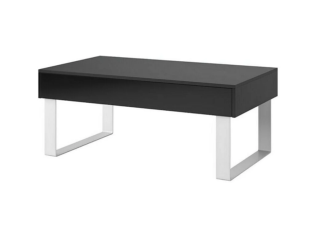 Table basse Tivdalu 138, Noir brillant|Noir, 45x64x110cm, Stratifié, Angulaire