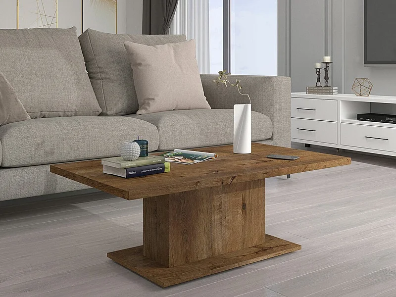 Mesa de café Tucson 148, Lefkas roble, 43x60x110cm, Aglomerado laminado, Angular