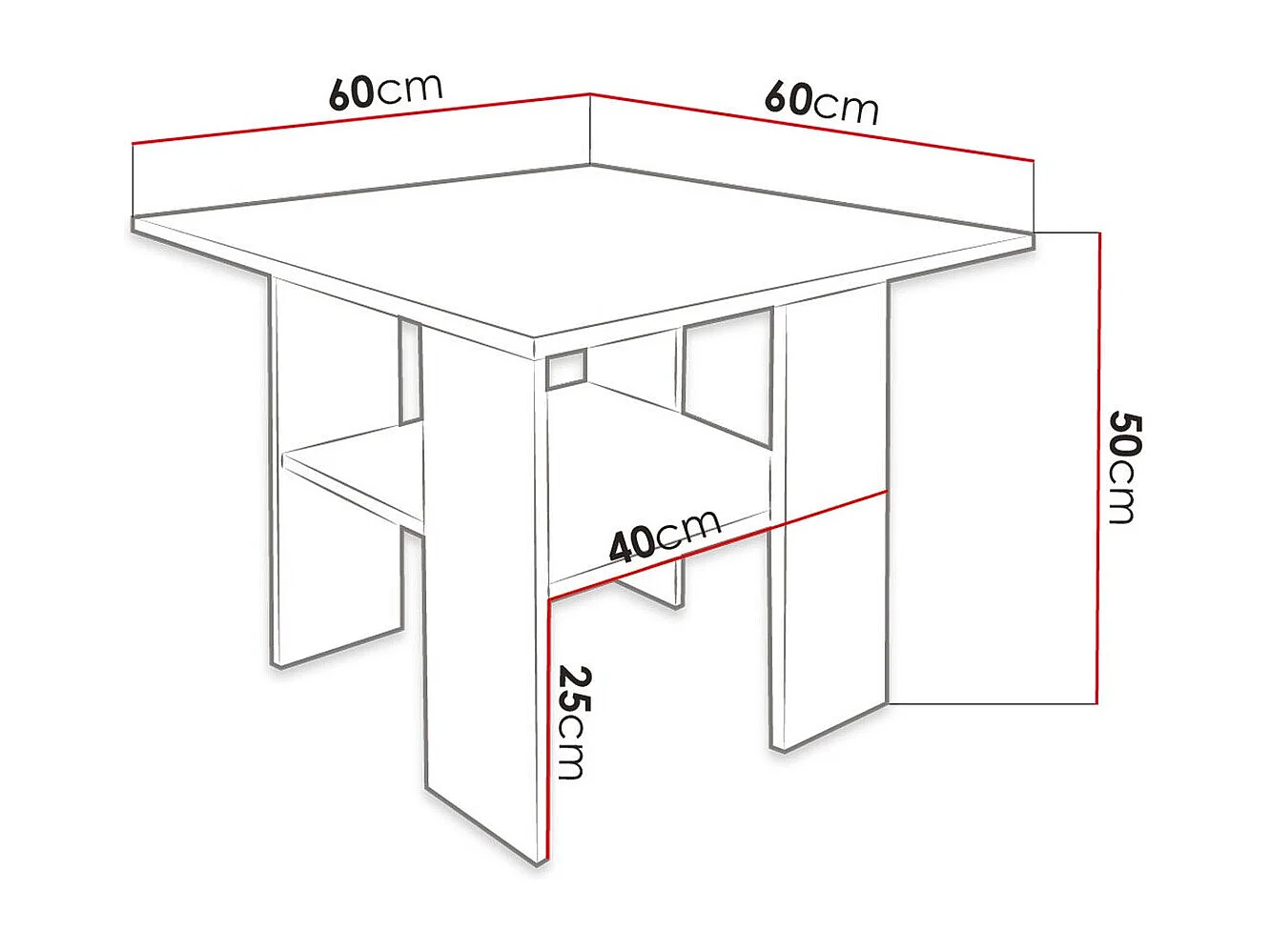 Mesa de café Reading 102, Craft roble|Negro, 50x60x60cm, Aglomerado laminado, Angular
