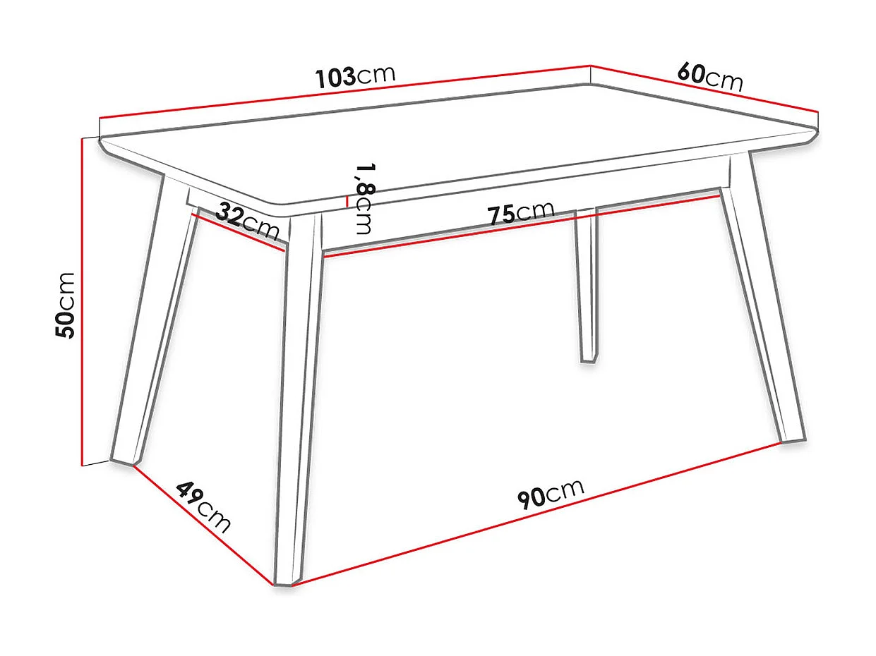 Table basse Racine 116, Marron, 50x60x103cm, MDF, Angulaire
