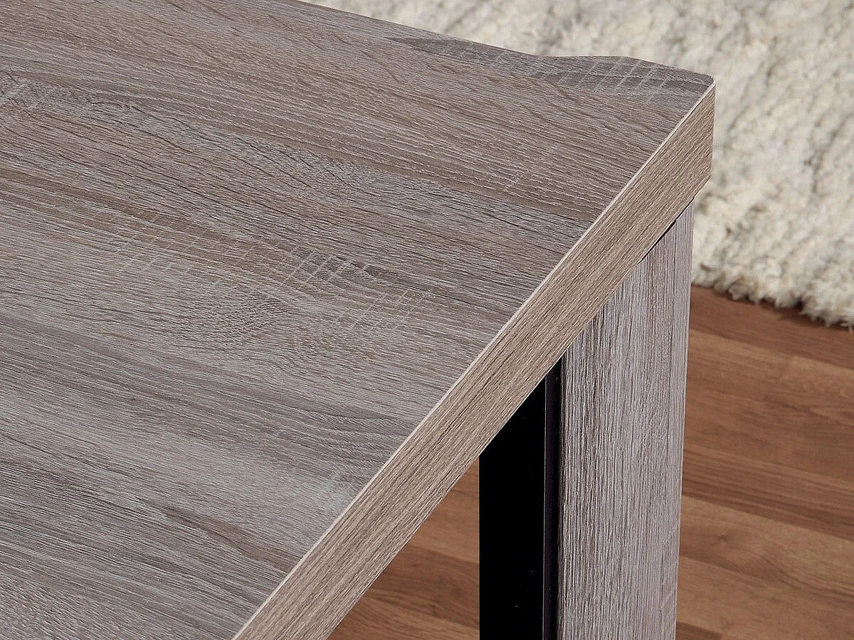 Mesa de café Stanton D114, Roble Sonoma, 61x60x120cm, Aglomerado laminado, Angular