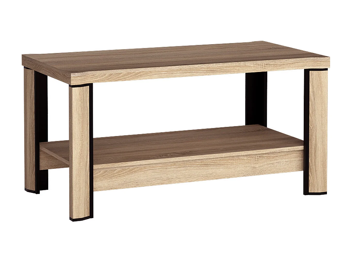 Table basse Lorelie 114, Sonoma chêne, 61x60x120cm, Stratifié, Angulaire