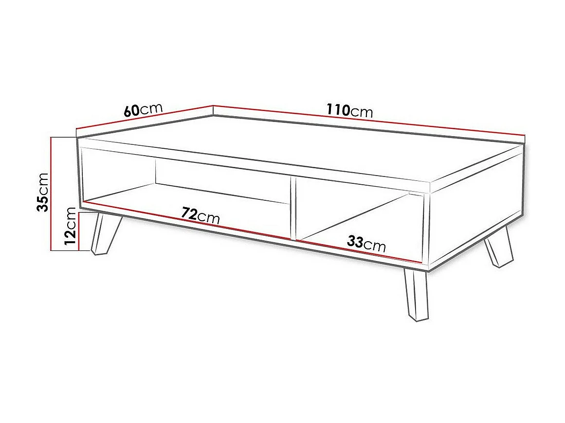 Tavolino da caffè Charlotte G101, Nero|Wotan quercia, 35x60x110cm, Truciolare laminato