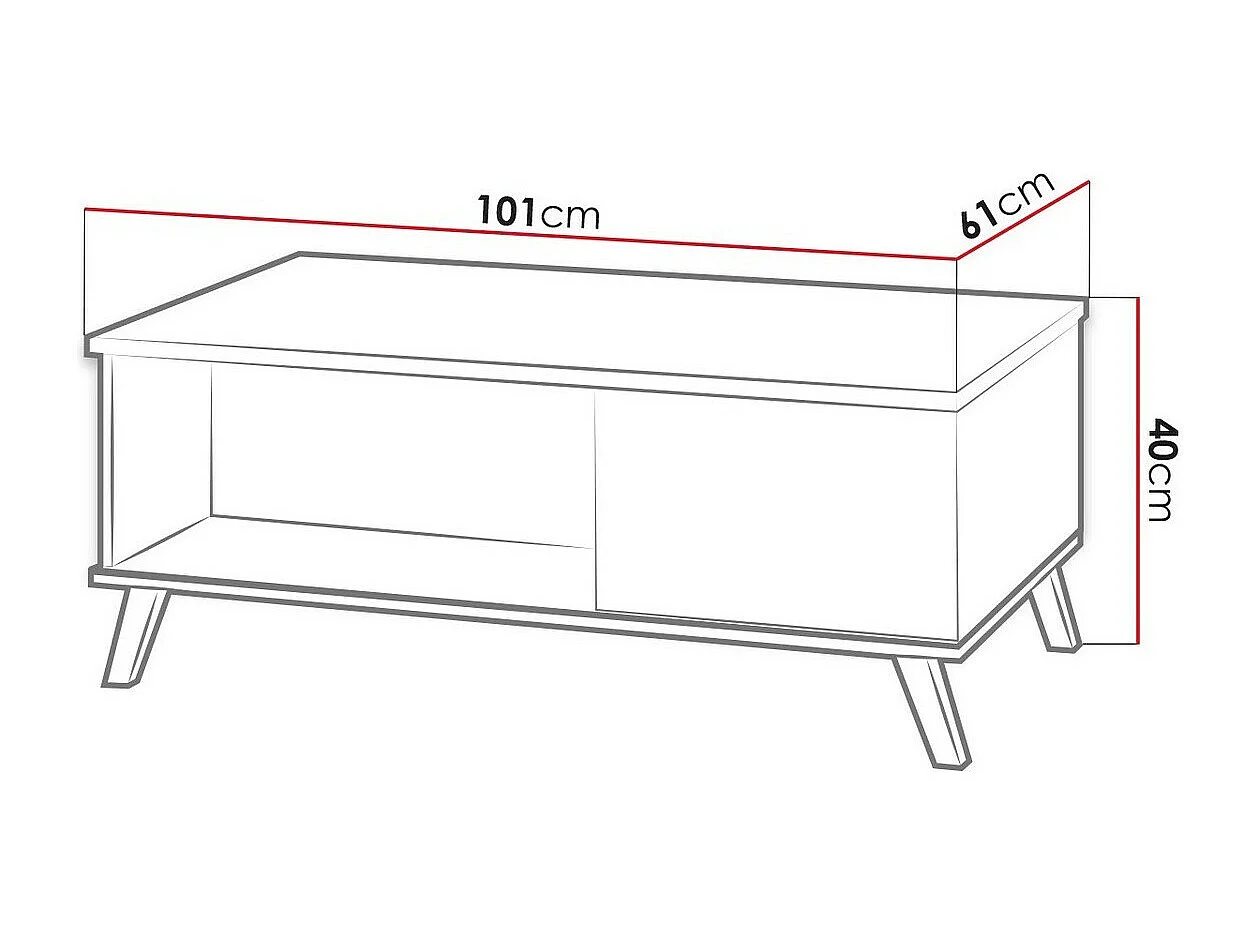 Mesa para revistas Talsere 107, Placa de aglomerado laminado, 4x6x10cm
