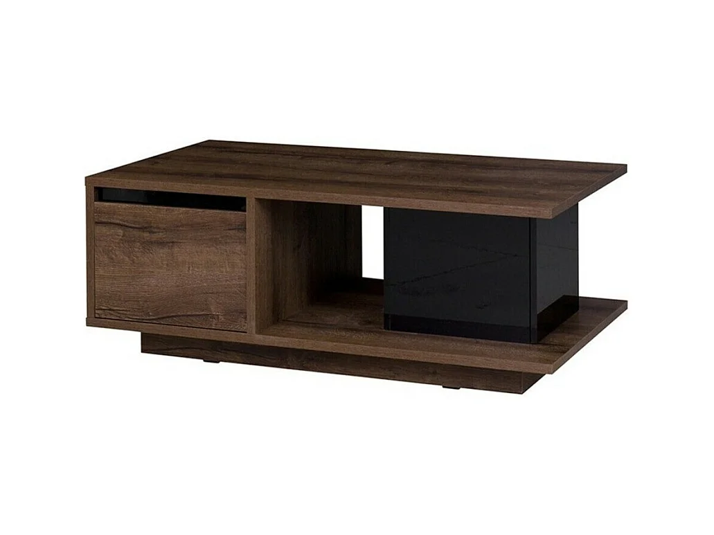 Table basse Fivelbo 103, Noir brillant|Chêne du Monastery, 46x65x120cm, Stratifié