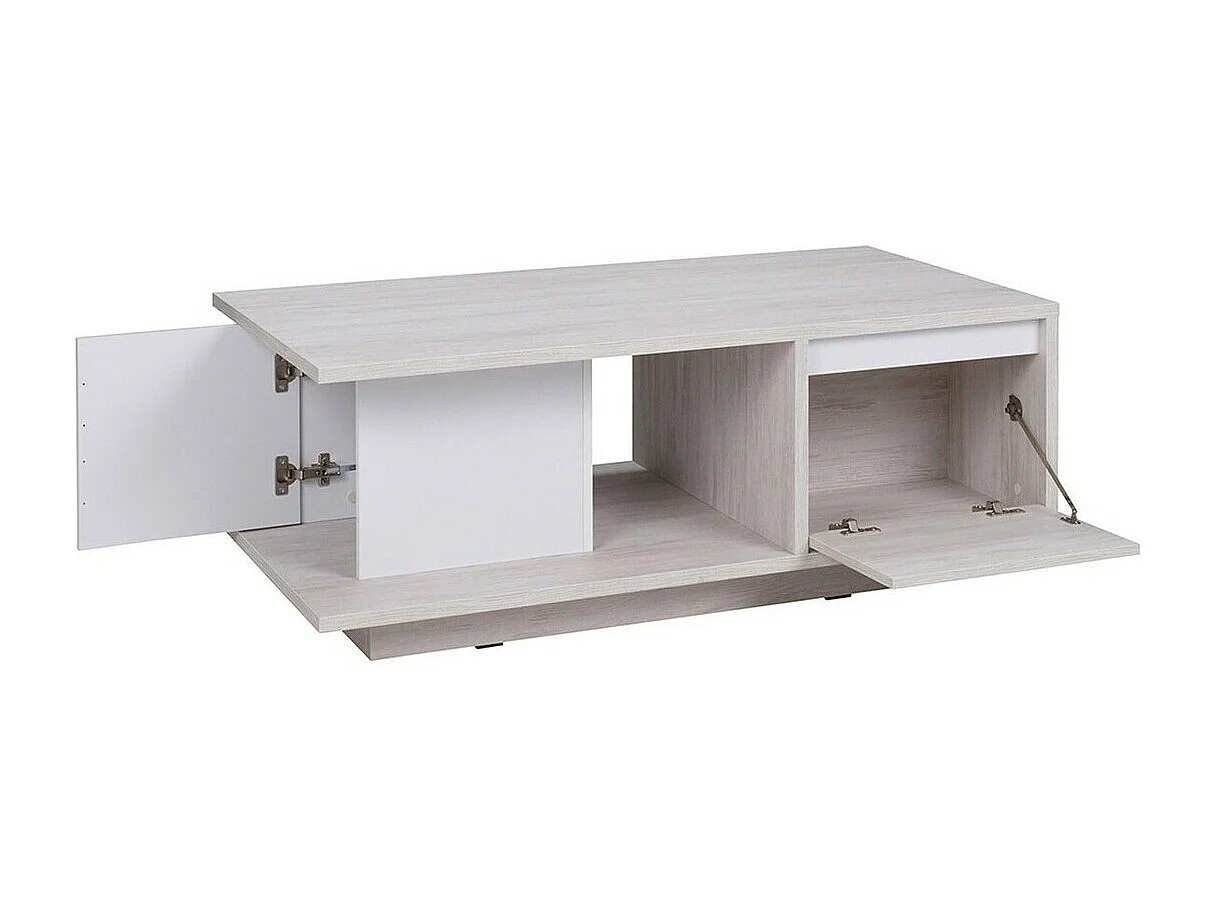 Mesa de café Providence F103, Negro brillante|Roble del Monastery, 46x65x120cm, Angular